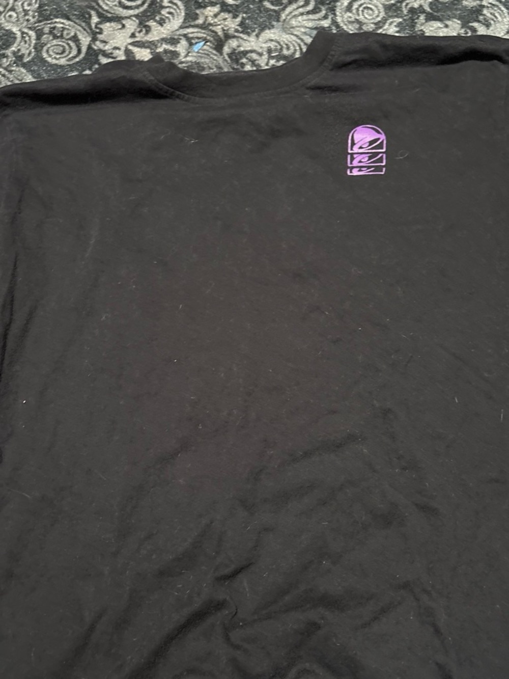 Men's Black Short-Sleeve Tee with Small Purple Logo
